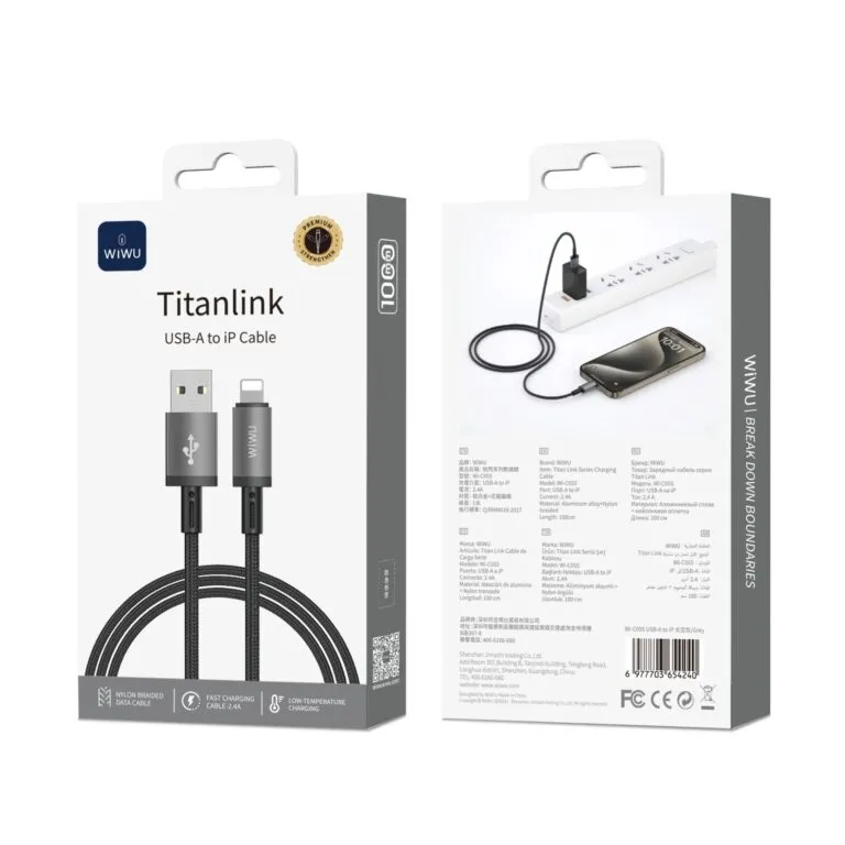 WiWU WI-C055 Titanlink USB To Lightning Cable 1m Gray — photo 4