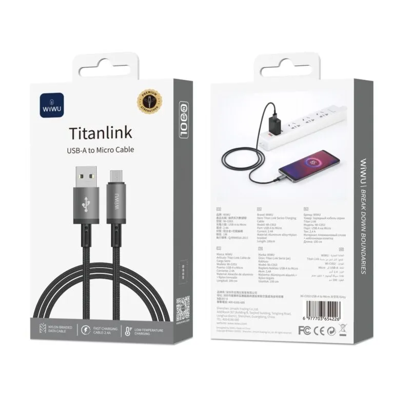 WiWU WI-C054 Titanlink USB To Type-C Cable 1m Gray — photo 4
