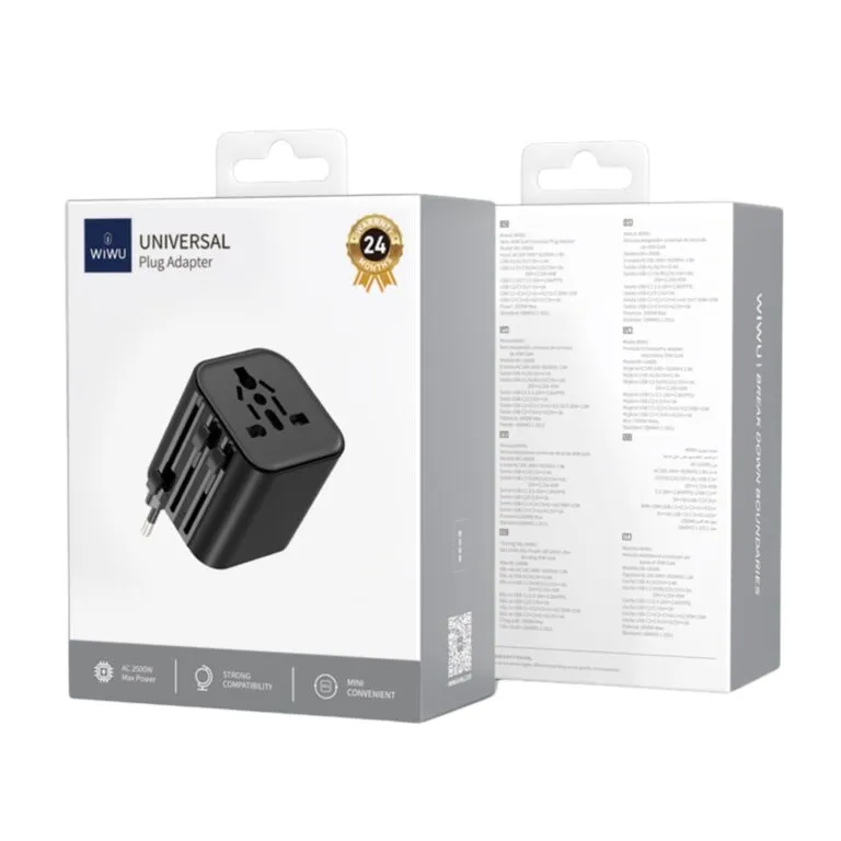 WiWU WI-UA005 2500W Universal Plug Adapter Black — photo 5