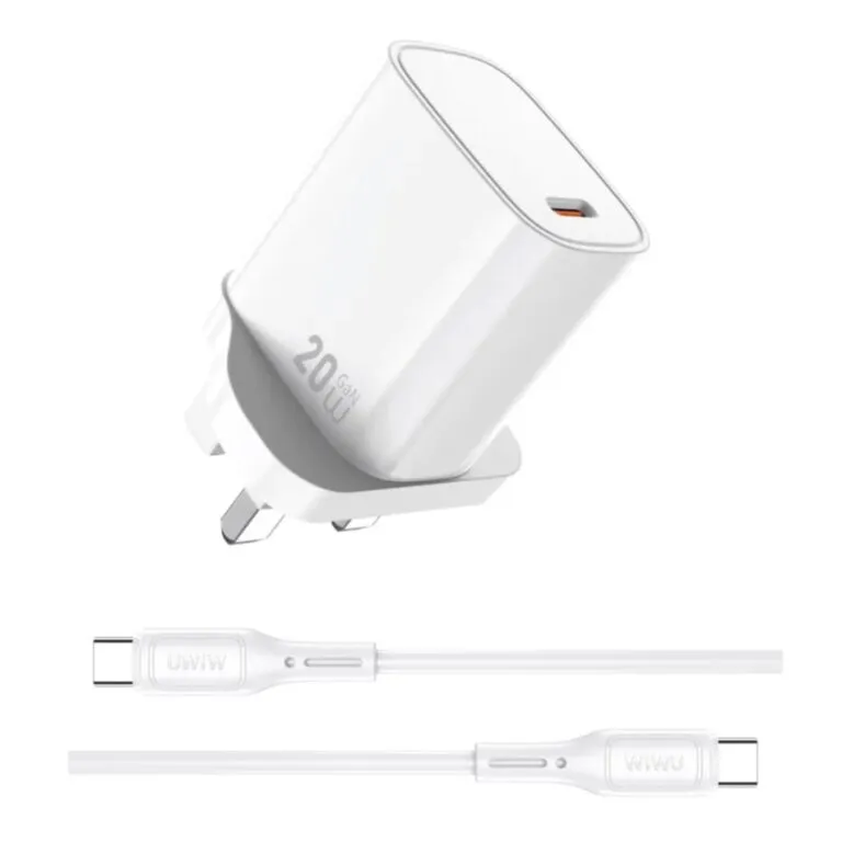 WiWU WI-G007 Essen Charger 20w With Type-C To Type-C Cable – White