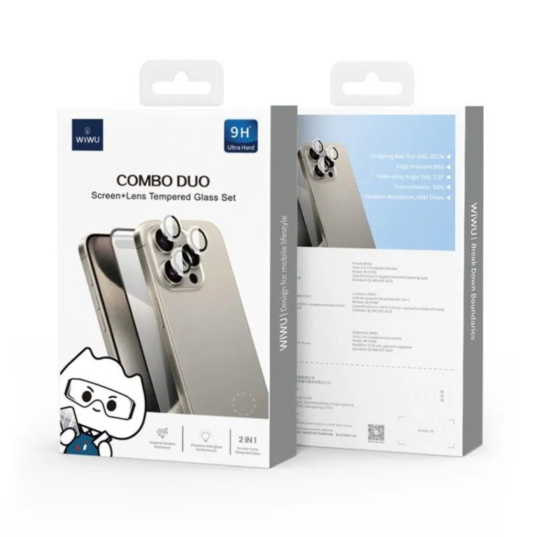 WiWU Wi-IP002 Combo Duo Screen+Lens Tempered Glass Set For iPhone 15 / 16 Series — photo 4