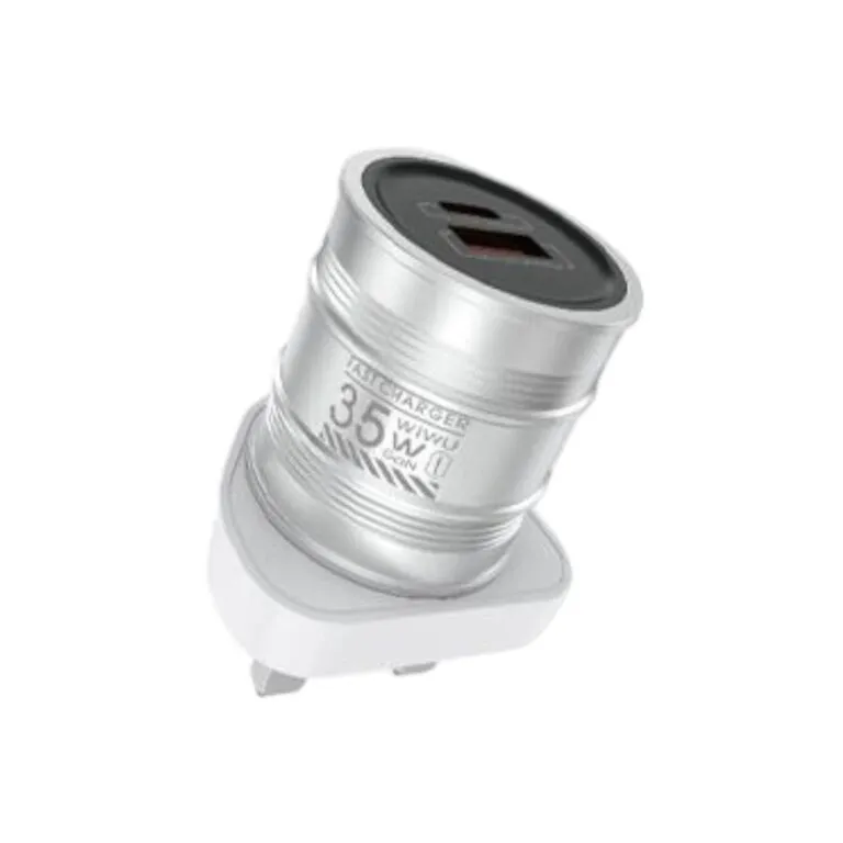 WiWU Wi-U028 Barrel 35w GAN Fast Charger 3pin Silver