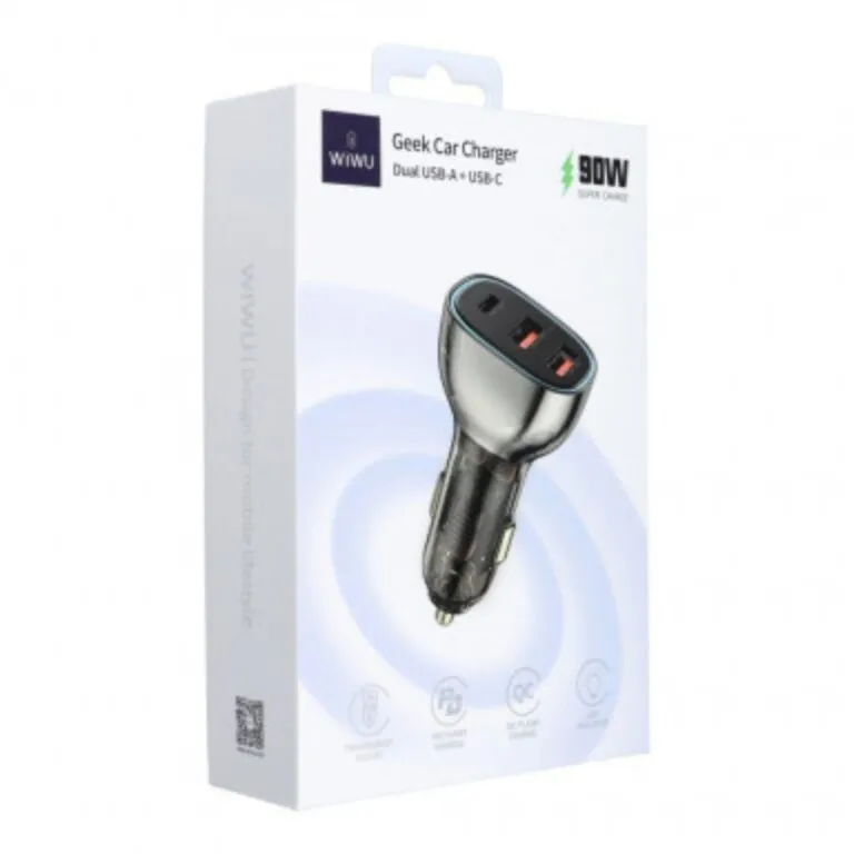 WiWU Wi-QC013 90w Geek Car Charger Clear Black — photo 5