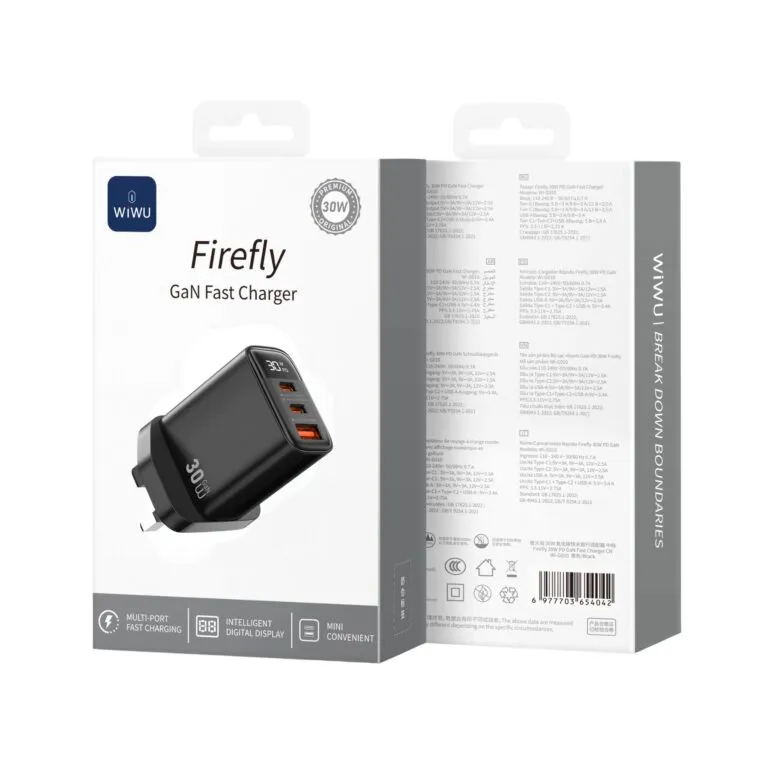 WiWU WI-G010 30w Firefly Gan Fast Charger Black UK — photo 3