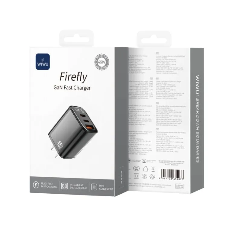 WiWU Wi-G011 Firefly 45w PD Gan Fast Charger Black UK — photo 3