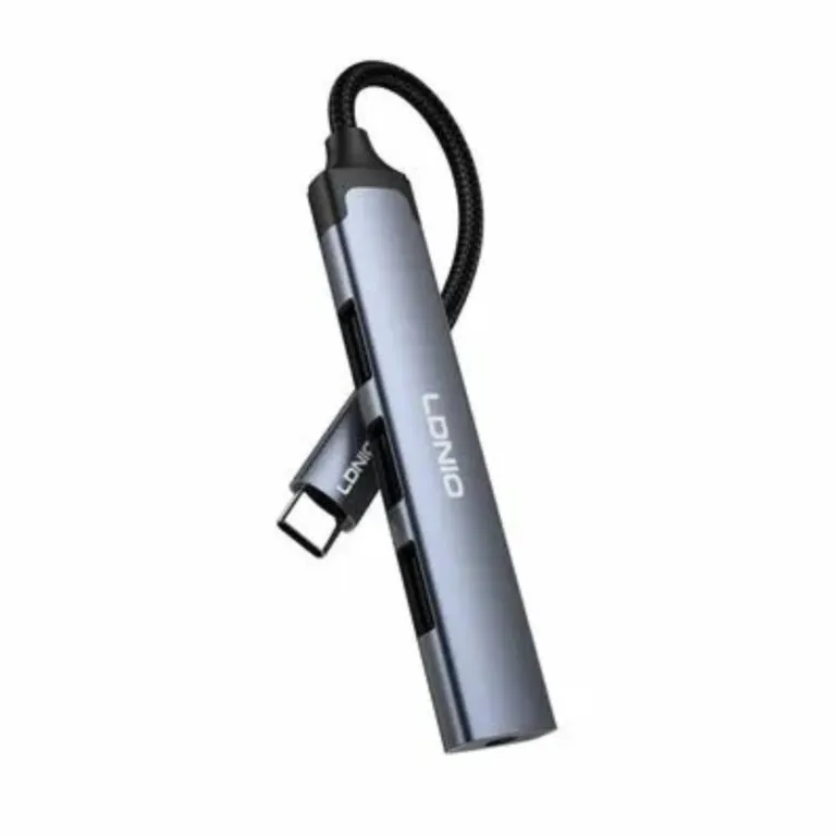 LDNIO DS-104C USB-C 2.0×3+3.5mm Audio Data Transmission Hub Adapter