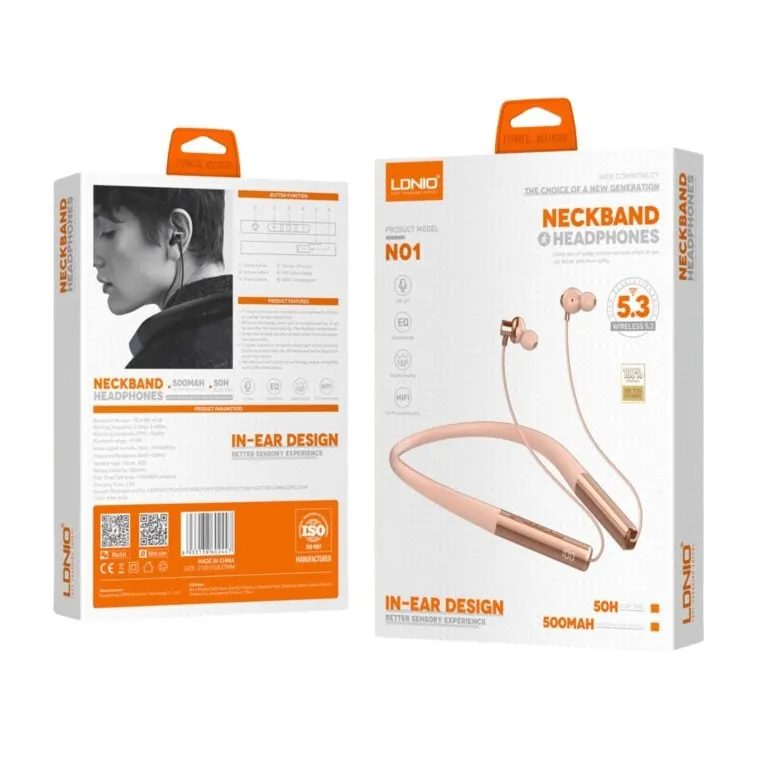 LDNIO N01 Bluetooth Neckband Gold — photo 4