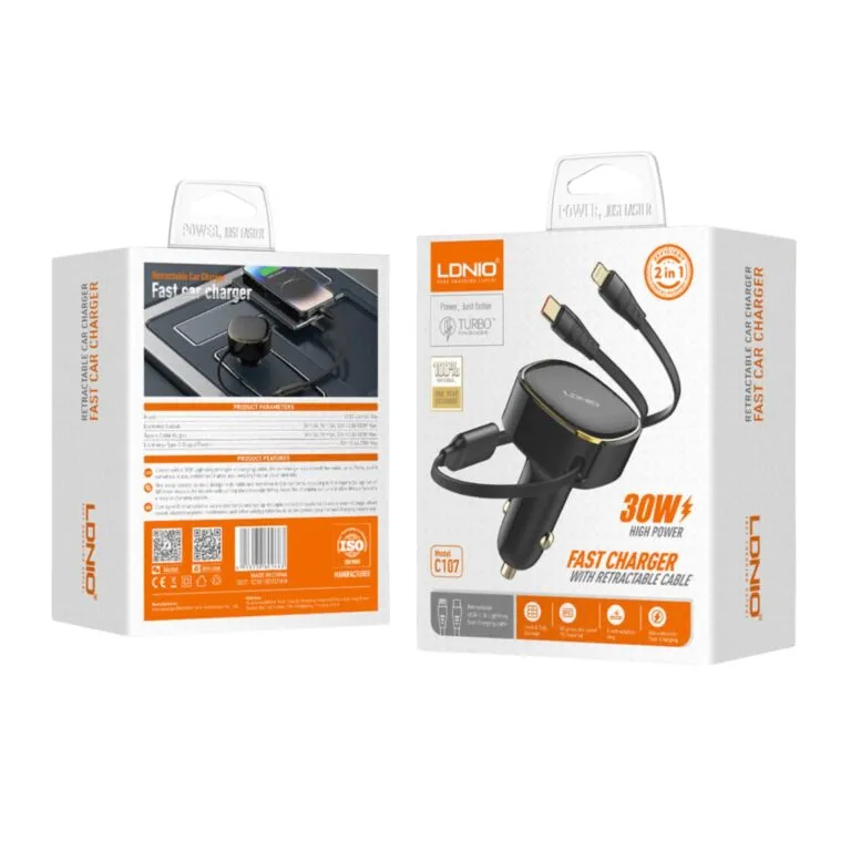 LDNIO C107 30w Car Charger With Retractable Cable — photo 6