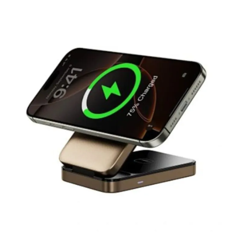 WiWU WI-W038 15w Triple 3 In 1 Wireless Charger Gold — photo 2