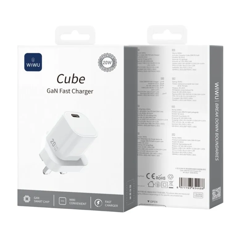WiWU WI-G014 Cube 20w Gan Fast Charger Adapter White UK — photo 3