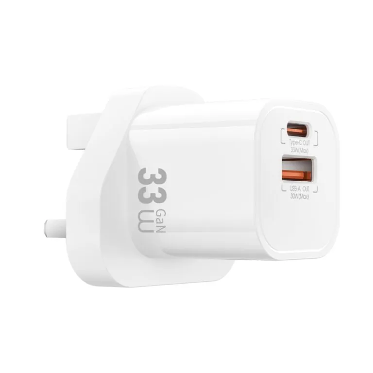 WiWU WI-G017 Cube 33w USB-A and Type-C Gan Fast Charger Adapter White UK — photo 3