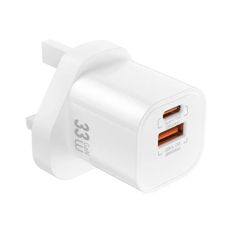 WiWU WI-G017 Cube 33w USB-A and Type-C Gan Fast Charger Adapter White UK
