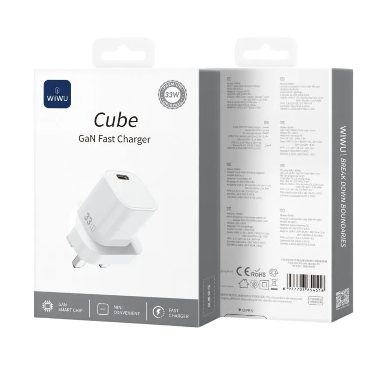 WiWU WI-G015 Cube 33w Gan Fast Charger White UK — photo 3
