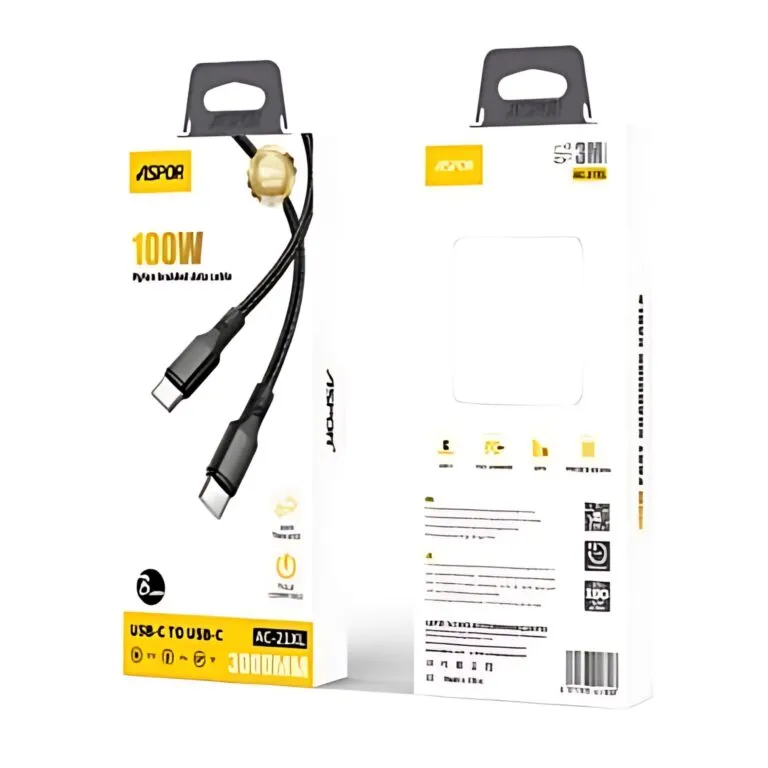 Aspor AC-21XL 100w Type-C to Type-C Cable 3M — photo 3