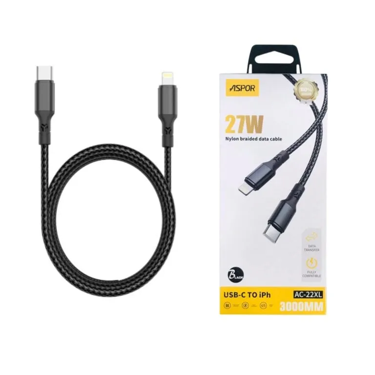 Aspor AC-22XL 27w Type-C to Lightning Cable 3m — photo 2