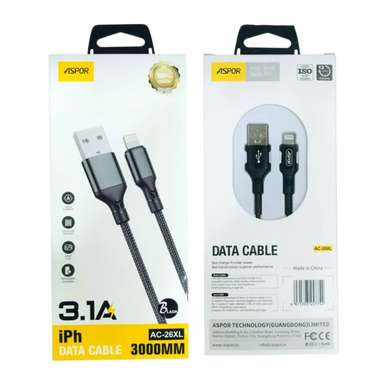 Aspor AC-26XL USB to Lightning Cable 3m — photo 3