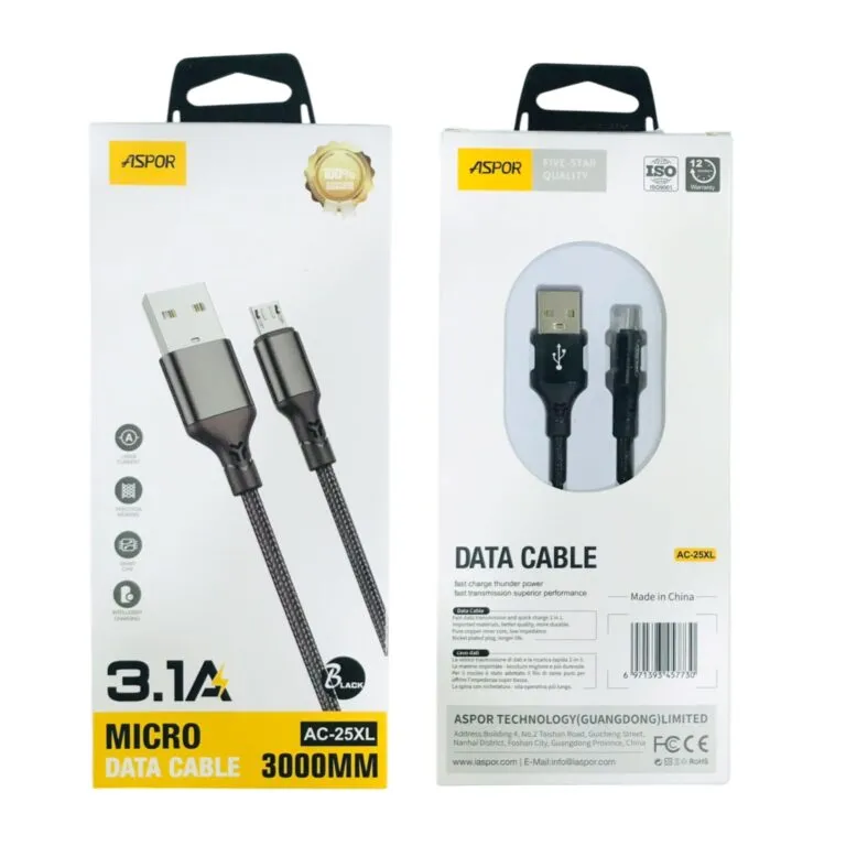 Aspor AC-25XL USB to Micro Cable 3m — photo 3