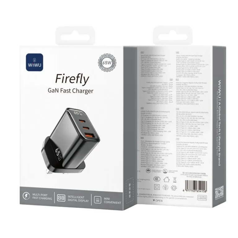 WiWU WI-G012 Firefly 65w PD Gan Fast Charger Black UK — photo 3