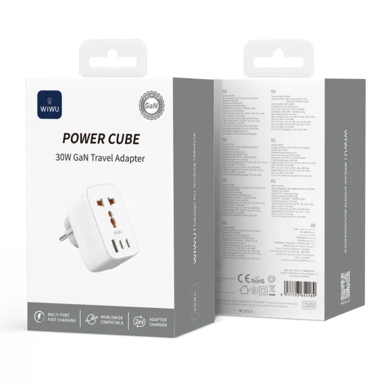 WiWU WI-UA008 Power Cube 30w GAN Travel Charging Adapter UK — photo 5