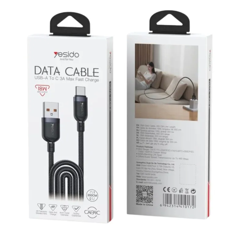Yesido CA134C 18W USB to Type-C Fast Charging Cable 3M — photo 3