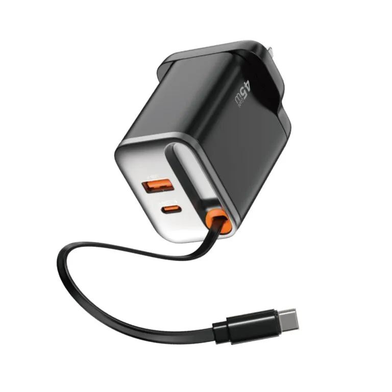 WiWU WI-G021 Helix PD 45w Gan Fast Charger UK pin – Black