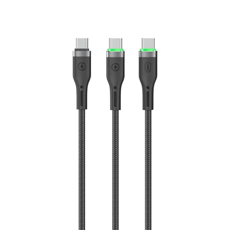 WiWU WI-C071 Oringlink 100W 2-in-1 Data Cable (Type-C To Type-C+C Cable) 1.2m Black — photo 2