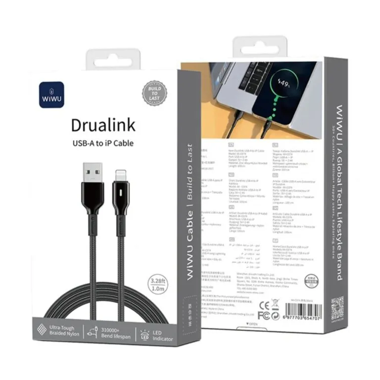 WiWU WI-C074 Duralink USB To Lightning Cable 1M – Black — photo 3