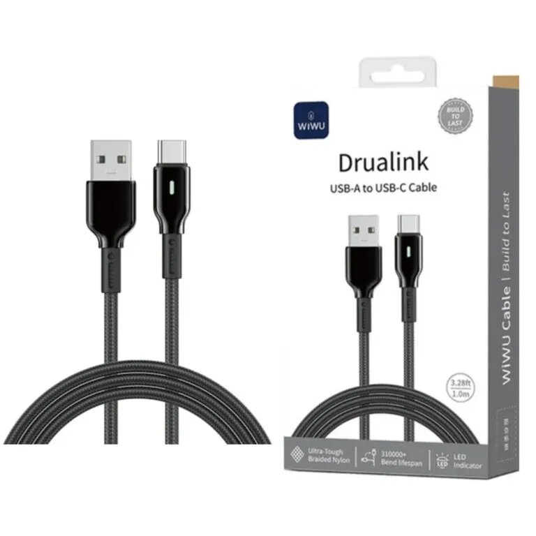 WiWU WI-C073 Duralink Nylon USB To Type-C Cable 1m – Black — photo 2