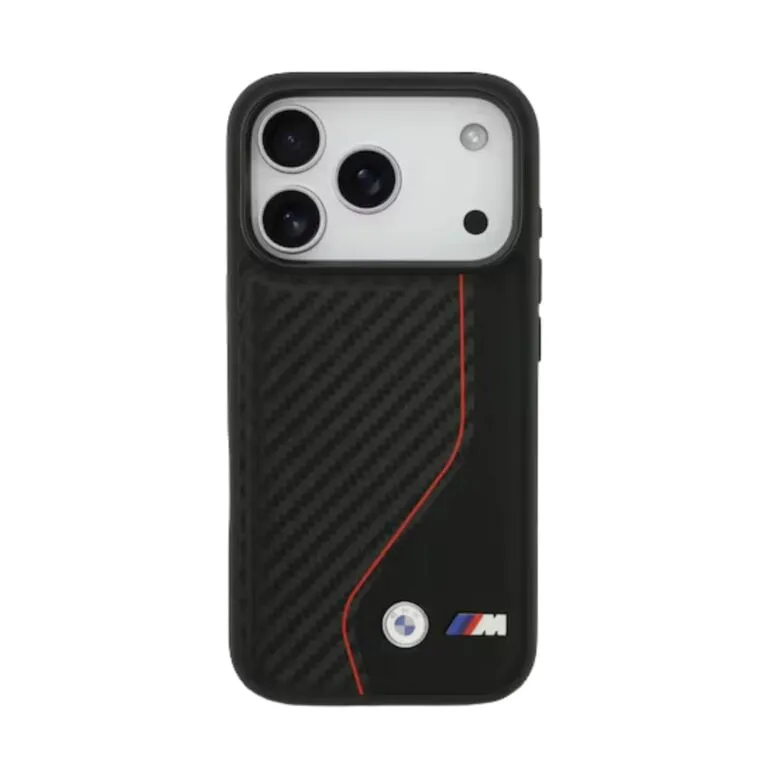 BMW PU Leather & Carbon Case 17 Pro / 17 Pro Max Black- Red