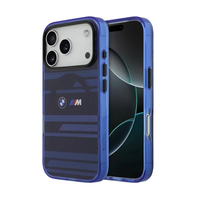 BMW Magsafe Transparent IML Case For iPhone 17 Pro – Black/Blue