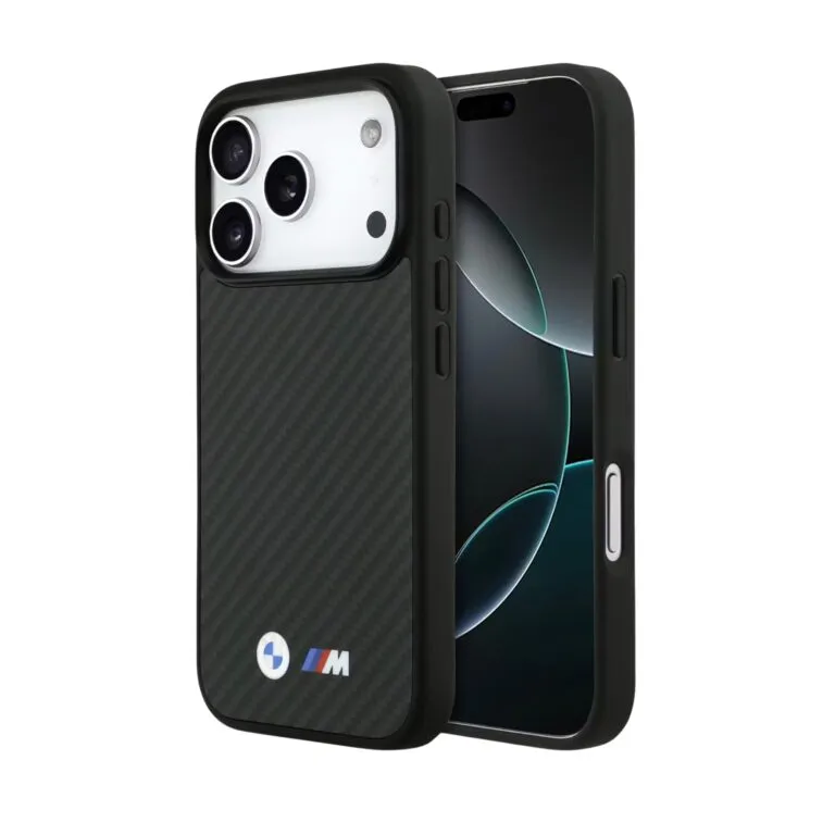 BMW Magsafe Kevlar Case With Metal Logo For iPhone 17 Pro Max Black
