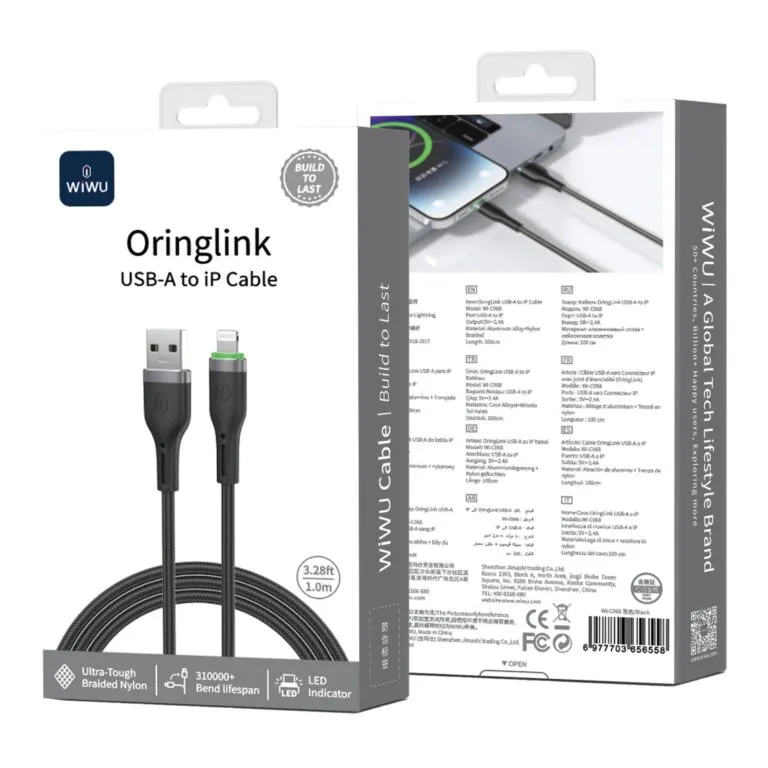 WiWU Wi-C068 Oringlink USB To Lightning Cable 1M – Black — photo 3