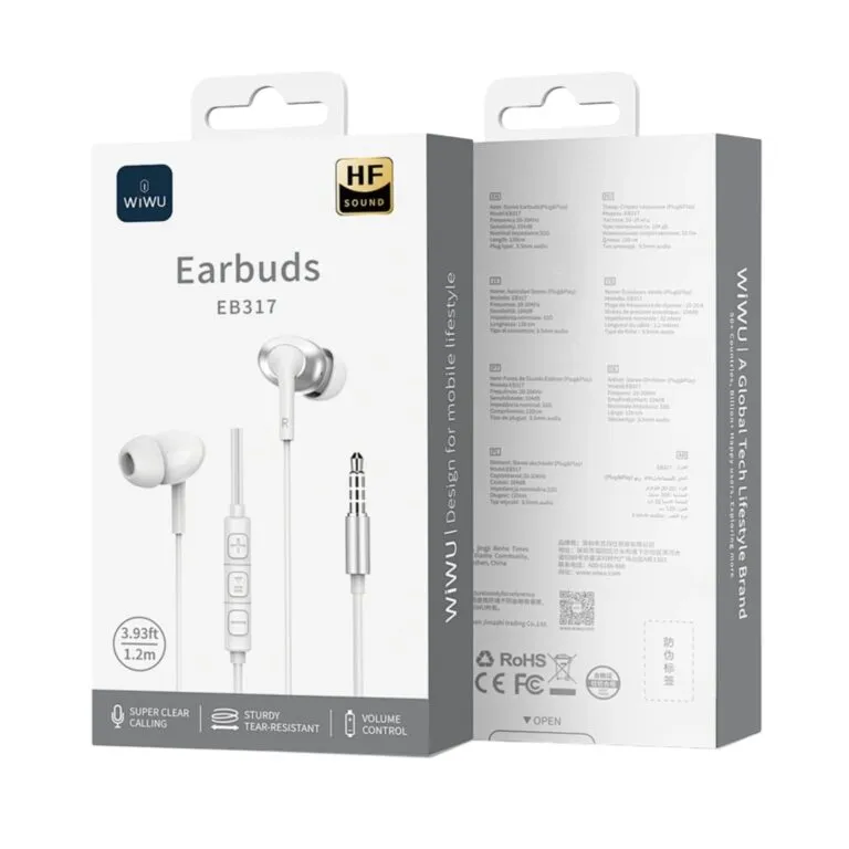 WiWU EB317 Stereo Earphone – Black / White — photo 5