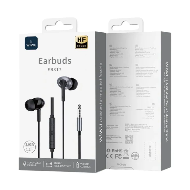 WiWU EB317 Stereo Earphone – Black / White — photo 4