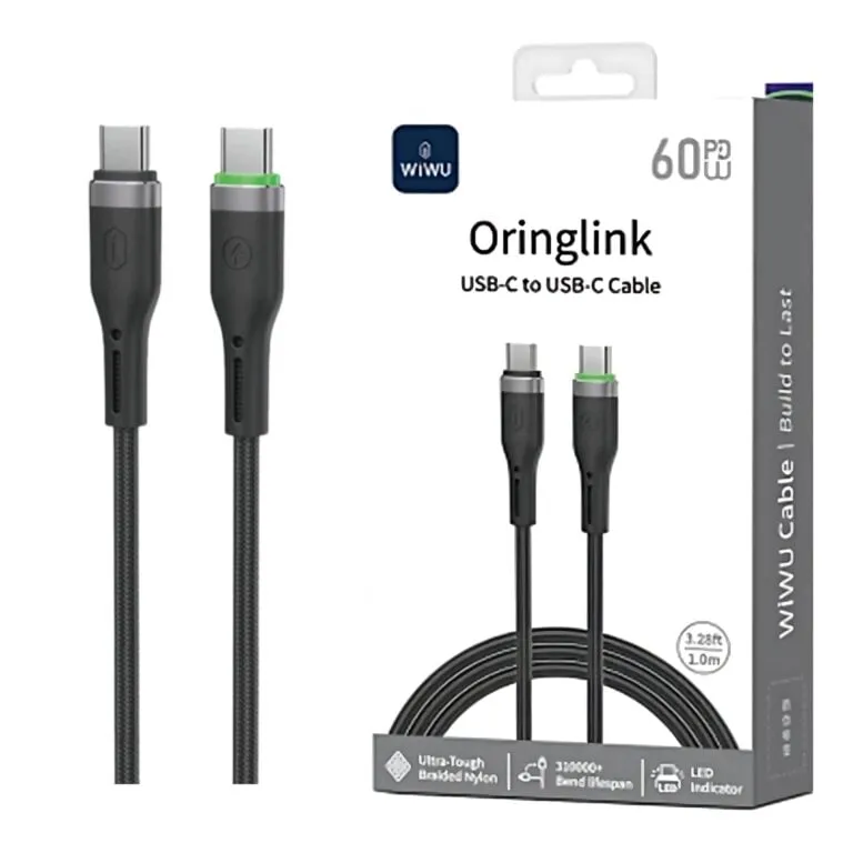 WiWU Wi-C069 Oringlink Type-C to Type-C 60W PD Cable 1M Black — photo 3