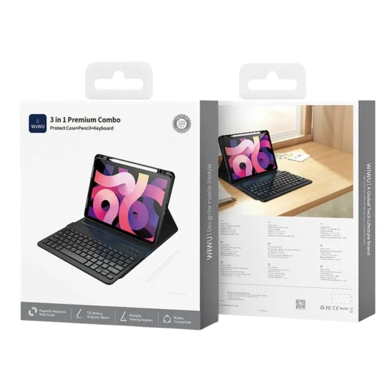 WiWU MK-006 3 In 1 Premium Combo Protect Case+Pencil+Keyboard for iPad Pro 11 2024 – Black — photo 3