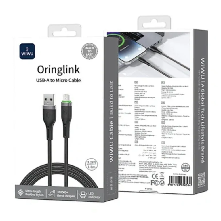 WiWU Wi-C066 Oringlink USB-A to Micro Cable – Black — photo 3