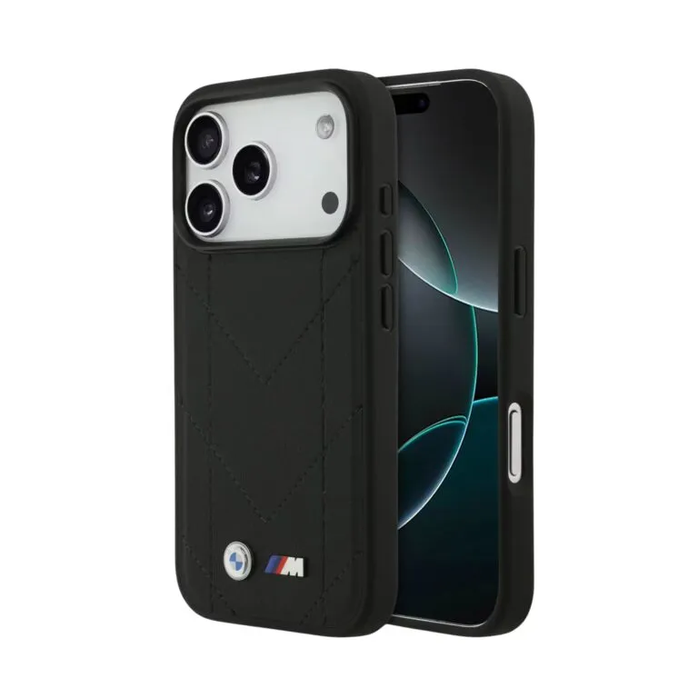 BMW Magsafe PU Quilted Leather Case for iPhone 17 Pro Max – Black / Blue / Grey