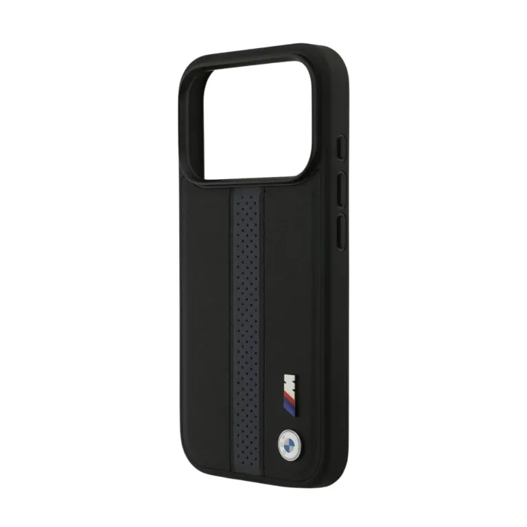 BMW Magsafe PU Perforated Stripes Leather Case for iPhone 17 Pro / 17 Pro Max – Black/Blue — photo 3