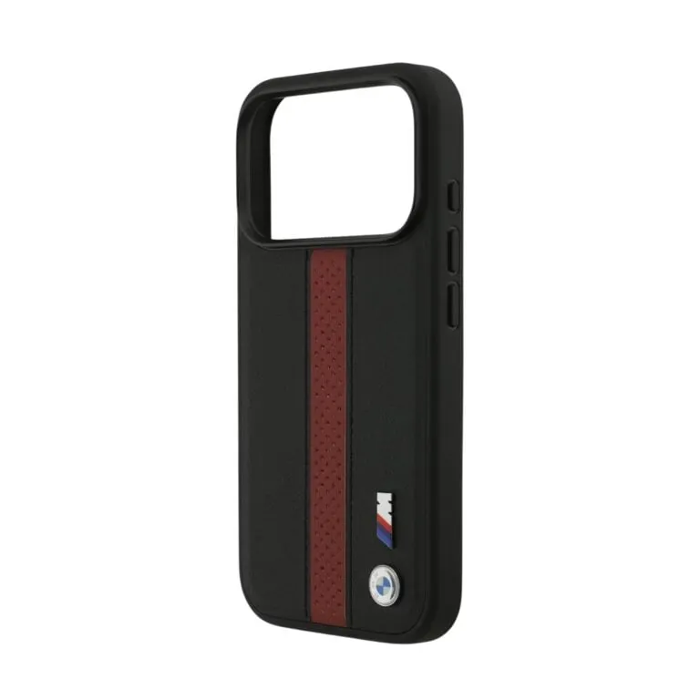BMW Magsafe PU Perforated Stripes Leather Case for iPhone 17 Pro / 17 Pro Max – Black/Red — photo 3
