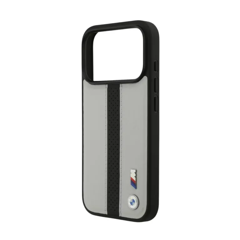 BMW Magsafe PU Perforated Stripes Leather Case for iPhone 17 Pro / 17 Pro Max – Grey/Black — photo 3