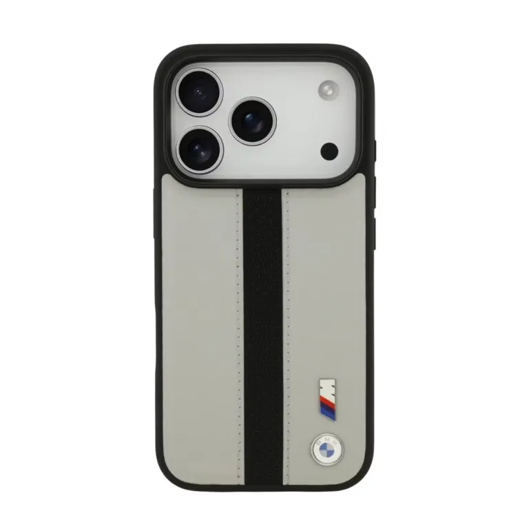BMW Magsafe PU Perforated Stripes Leather Case for iPhone 17 Pro / 17 Pro Max – Grey/Black — photo 2