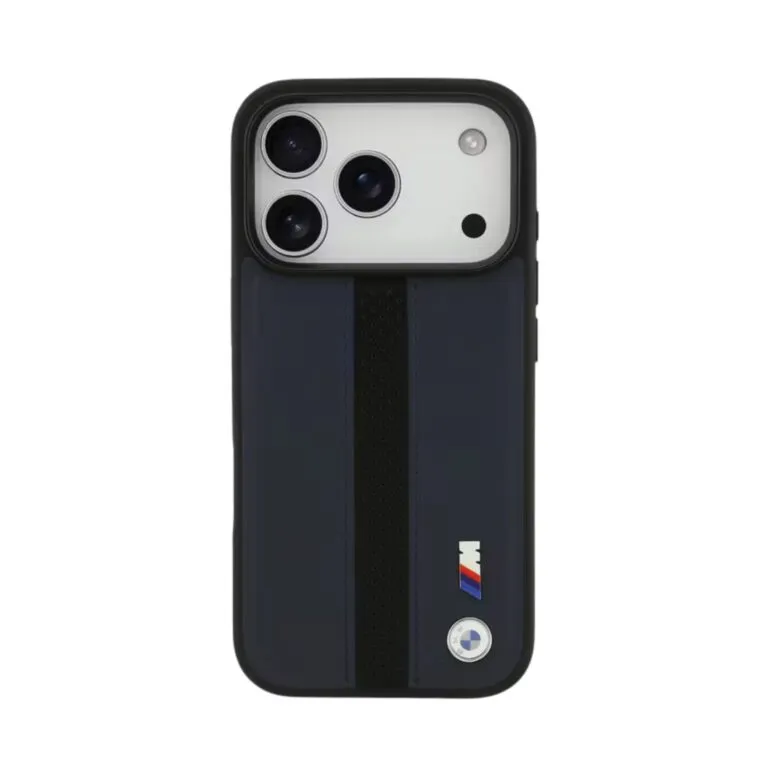 BMW Magsafe PU Perforated Stripes Leather Case for iPhone 17 Pro / 17 Pro Max – Navy/Black — photo 2