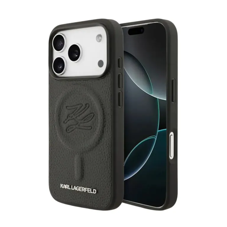 Karl Lagerfeld Magsafe PU Initial Deboosed Case for iPhone 17 Pro – Black