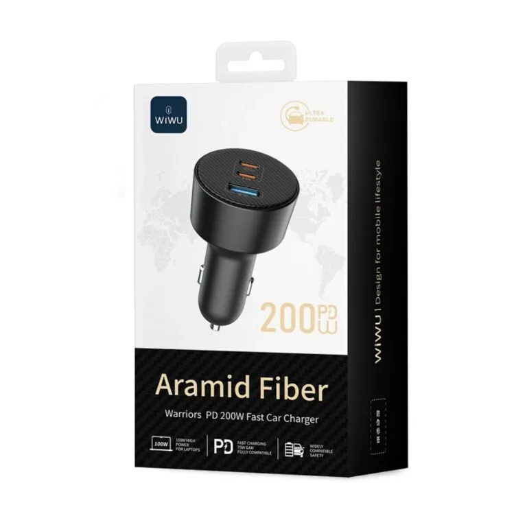 WiWU Wi-CC026 Aramid Fiber Warriors PD 200W Fast Car Charger – Black — photo 6