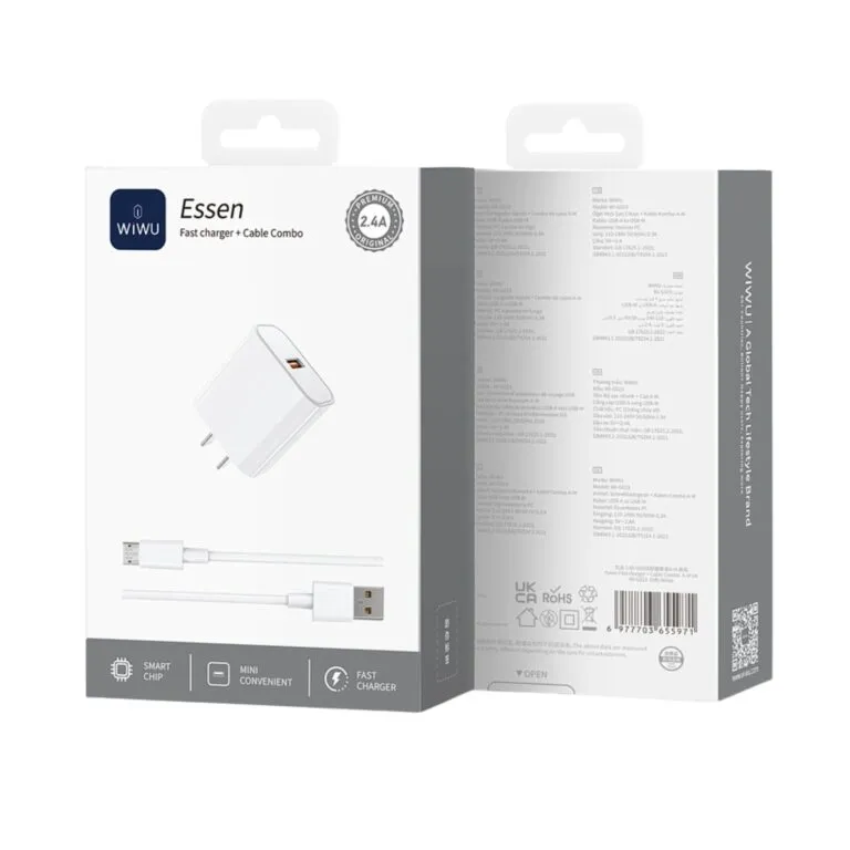 WiWU Wi-G023 Essen Fast Charger with Micro Cable Combo UK – White — photo 3