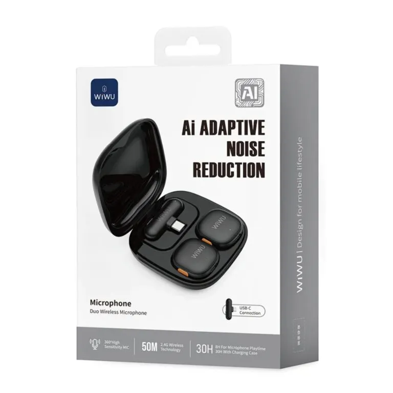 WiWU Wi-WM006 AI Duo Wireless Microphone Type-C – Black — photo 8