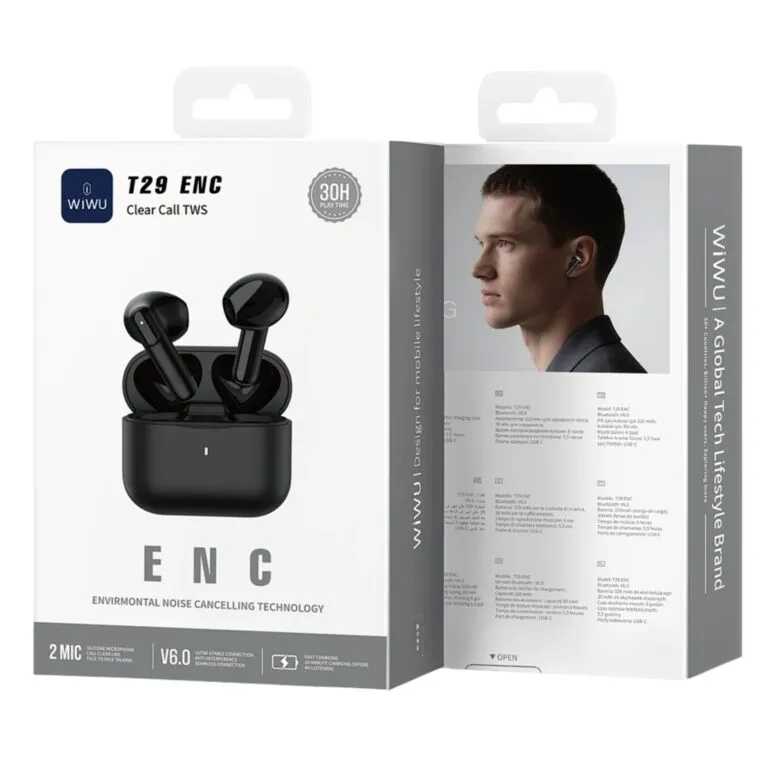 WiWU T29 ENC TWS Buds – Black / White — photo 8