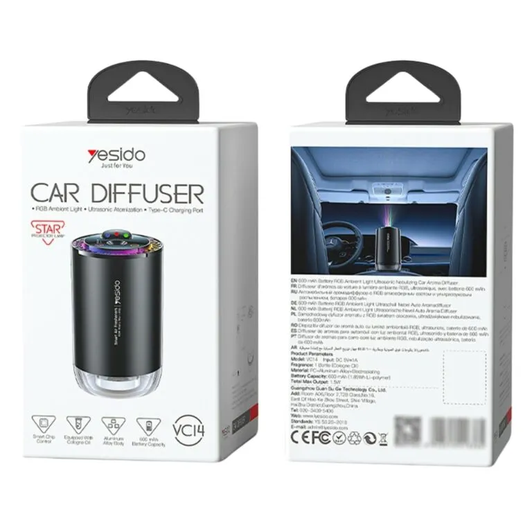 Yesido VC14 RGB Ambient Car Diffuser with Ultrasonic Atomization & Type-C Charging — photo 3