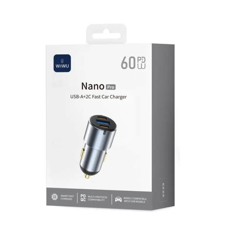 WiWU Wi-CC032 Nano Pro 60W PD Fast Car Charger – USB & Dual Type-C — photo 8